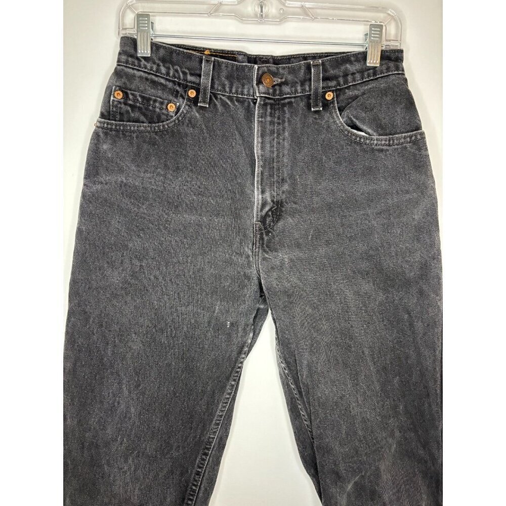 LEVI'S 550 Relaxed Fit Tapered Leg Raw Edge Womens 8 Short Black 5-Pocket Denim